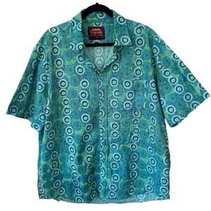 Loud Originals Shirt Men's Button Down Blue Green 100% Cotton Size XL 17 1/2"